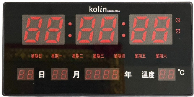 Kolin 歌林 LCD數位萬年曆 KGM-DL198A, 黑色