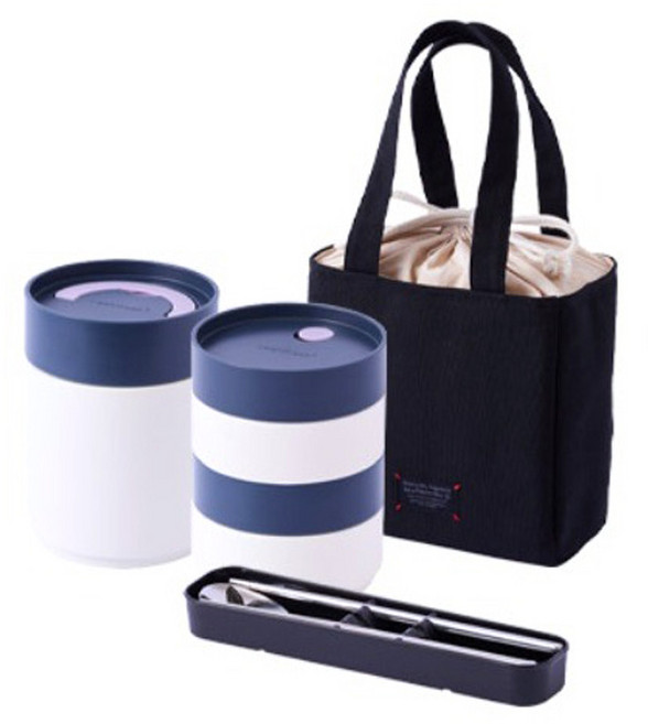 락앤락 올핏 보온도시락 480ml + 230ml + 310ml 세트 LHC8014IVY, 아이보리 + 네이비, 1세트