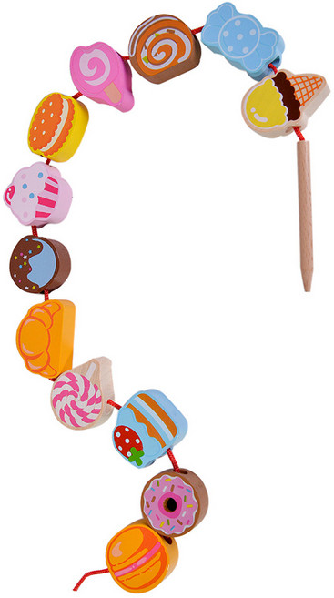 Classic WORLD 客來喜 幼兒木製串珠 甜點款, 甜點款 多色, 1組