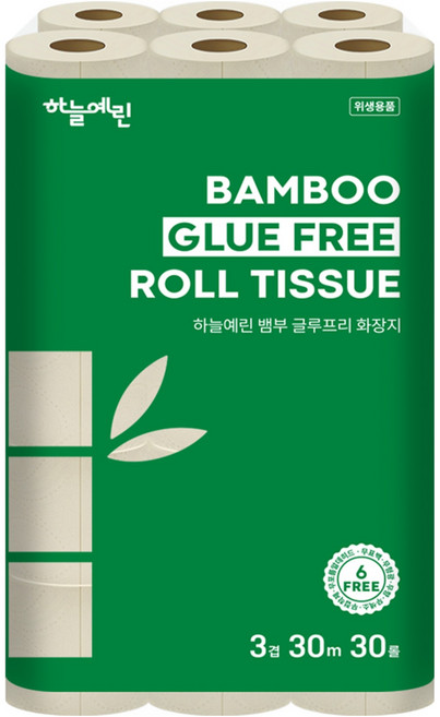 하늘예린 뱀부 글루프리 3겹 화장지, 1개, 30롤, 30m
