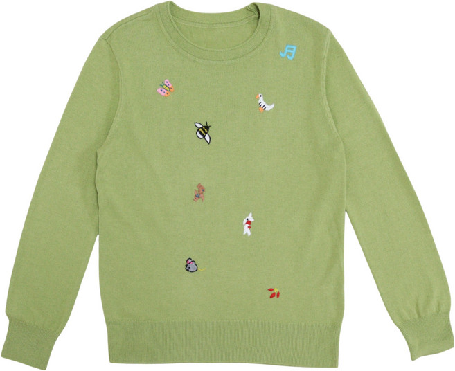 COMPAGNA 女款羊毛喀什米爾圓領刺繡印花針織衫 CACW9-WSL030