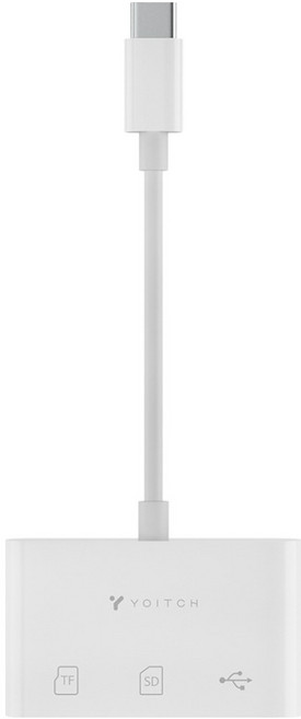 요이치 USB C 3IN1 OTG 카드리더기, 화이트, 1개, YG-CRLCL200