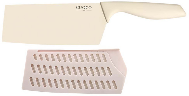 CUOCO 420不鏽鋼切片刀 + 刀套, 1個, 米白色