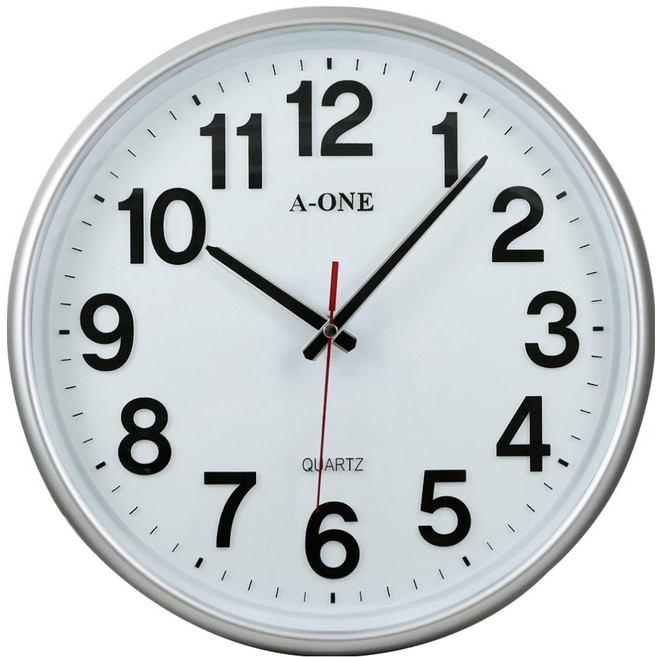 A-ONE 金吉星 時尚靜音大數字掛鐘 TG-0236, 銀色