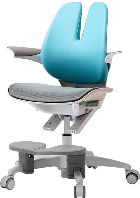 듀오백 초등학생 어린이 발받침 + 스탑캐스터 메쉬 의자 래빗 RA-070MHSF 방문설치, 마린 블루