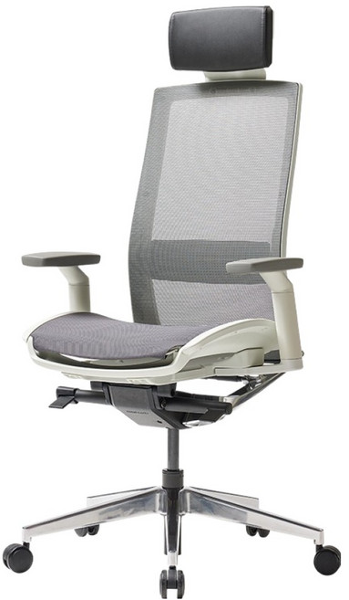 듀오백 컴퓨터 책상 메쉬 의자 Q7 PLUS 14HLDAS-MW 방문설치, 그레이