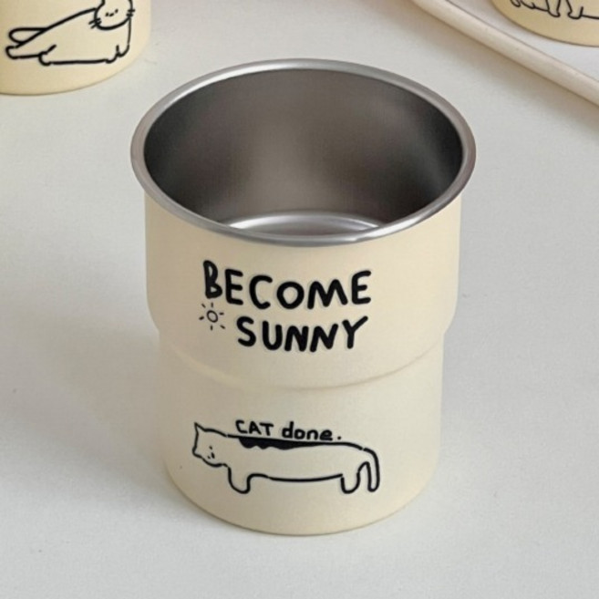 모노젠트 낙서 고양이 304 스테인리스 컵, Type B, 1개