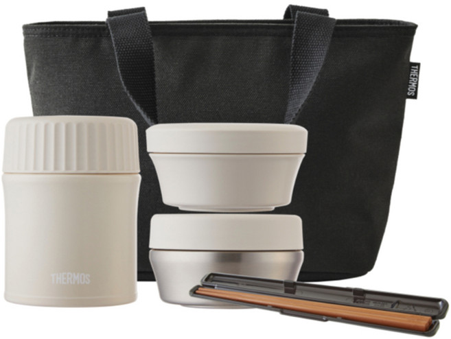 써모스 뉴 플+스 반반 보온도시락 965ml TKLG-1001, 크림, 1개