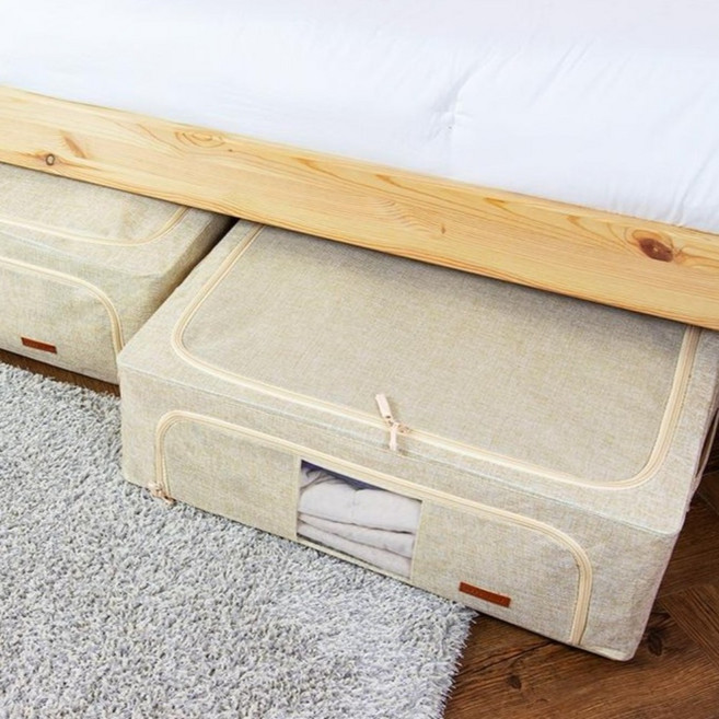 비스토어 언더베드 패브릭 이불 정리함 58L, 베이지, 1개