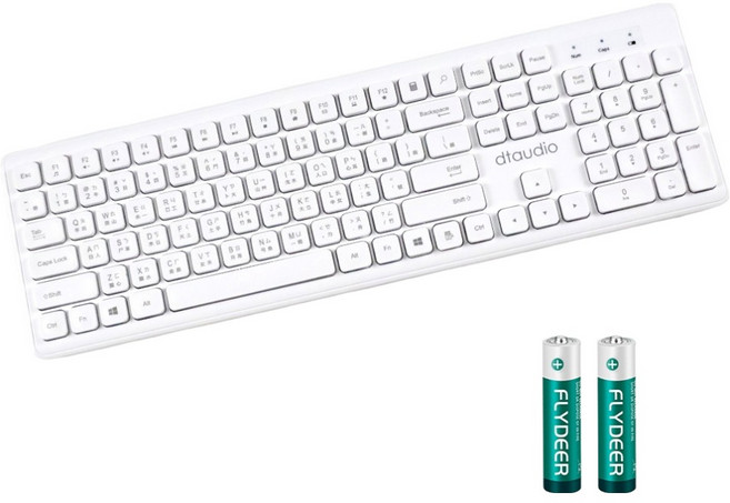 DTAudio 無線靜音鍵盤 附4號電池 2個, 製造商軸, DTA-WK300, 白色
