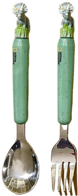 내셔널지오그래픽 키즈 리얼네이처 스텐 스푼, 트리케라톱스, 1세트, 스푼 + 포크