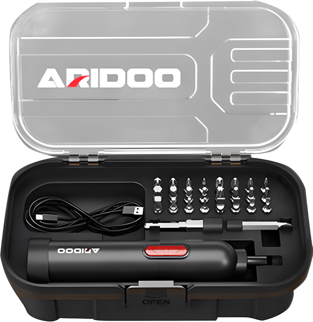 ARIDOO 便攜家用多功能電動螺絲起子組 黑色, 1個