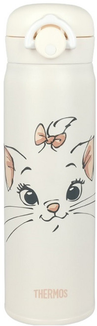 THERMOS 膳魔師 輕巧變不銹鋼真空保溫瓶 JNR-500MR-FCIV, 1個, 瑪麗貓大頭款 白色, 500ml