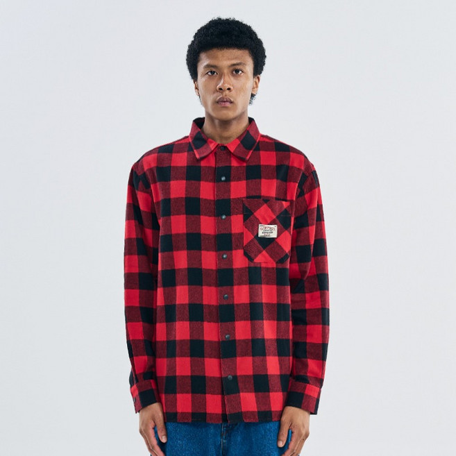 Volcom 男女通用 Snow and Surf 法蘭絨襯衫 VA253SI101, 紅色