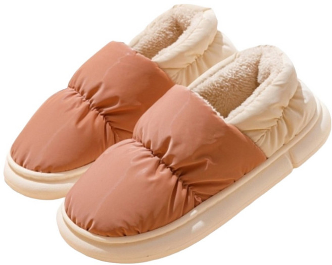 엑스터 남녀공용 겨울 패딩슬리퍼 방수 보온 실내외 겸용 홈 슬리퍼, 핑크, 1개