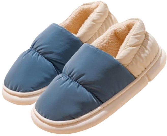 엑스터 남녀공용 겨울 패딩슬리퍼 방수 보온 실내외 겸용 홈 슬리퍼, 블루, 1개