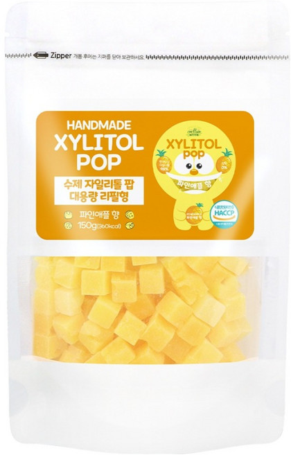 자일리톨팝 파우치 파인애플, 150g, 1개