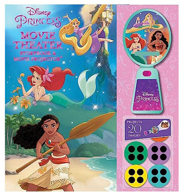 Disney Princess: Moana Rapunzel and Ariel Movie Theater Storybook & Movie Projector, Studio Fun International