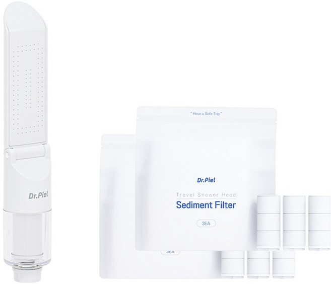 닥터피엘 초슬림 여행용 샤워 헤드 + 리필필터 2p 세트, 퓨어 화이트, 1세트