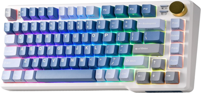 irocks 艾芮克 RGB背光機械式鍵盤, 極光藍, 靜音奶茶軸, IRK103R