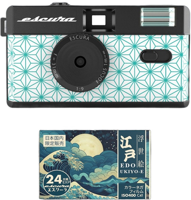 日本 escura 可重複使用 Snap 35 半格底片相機 + 135-24 底片套組, Flower(相機), Edo(底片), 1套