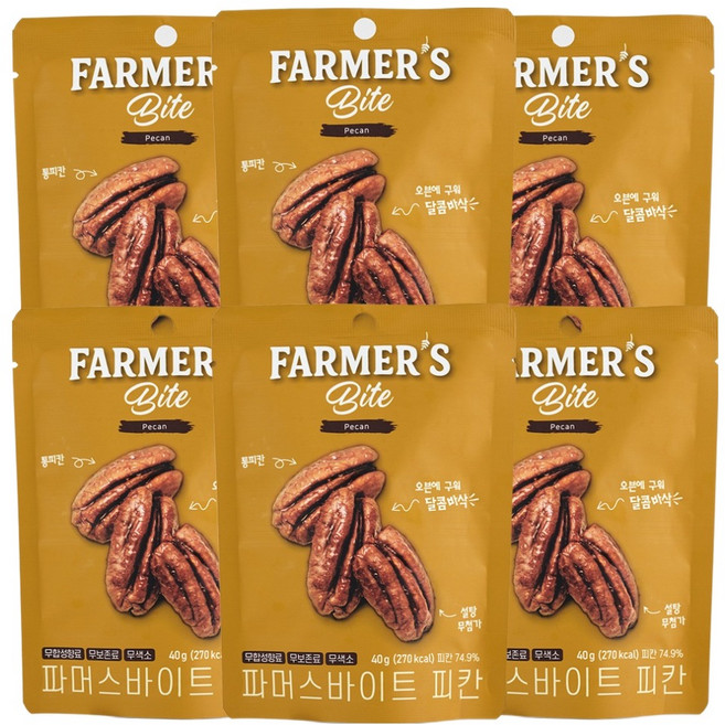 키토제니 파머스바이트 피칸 정과, 40g, 6개