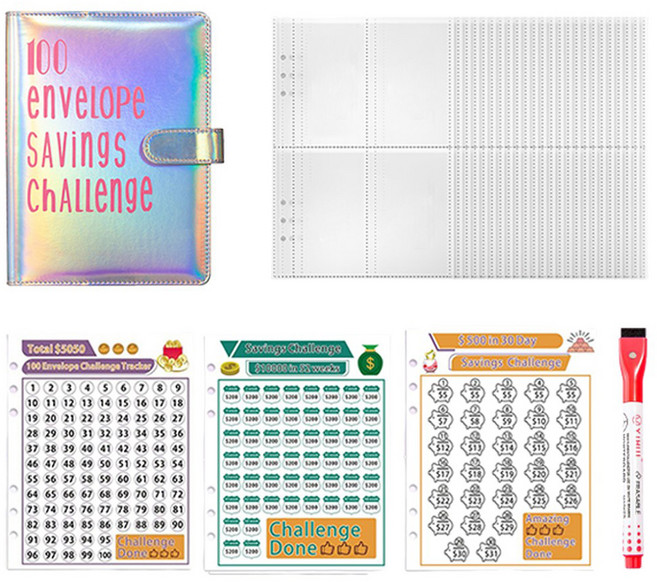 투데이리빙 현금 저축 챌린지 A5 다이어리 6공 CD_OST_AL07, 1개, 01 실버(CD_OST_AL077S)