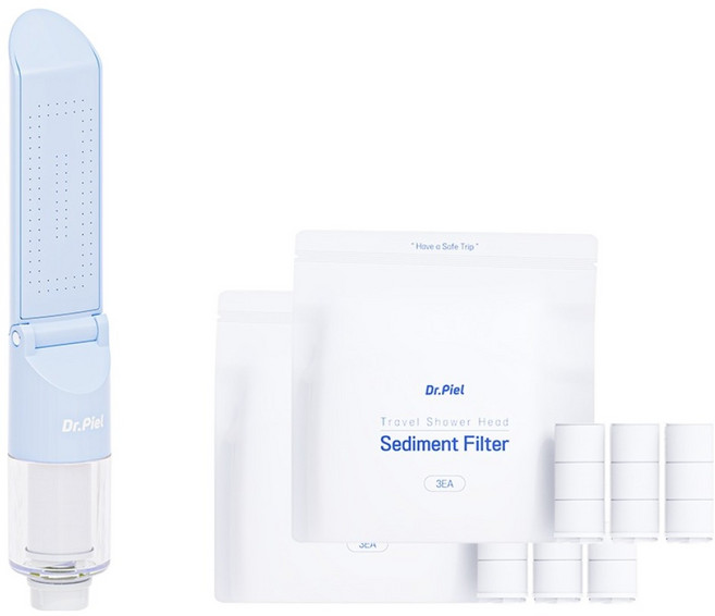 닥터피엘 초슬림 여행용 샤워 헤드 + 리필필터 2p 세트, 스카이 블루, 1세트