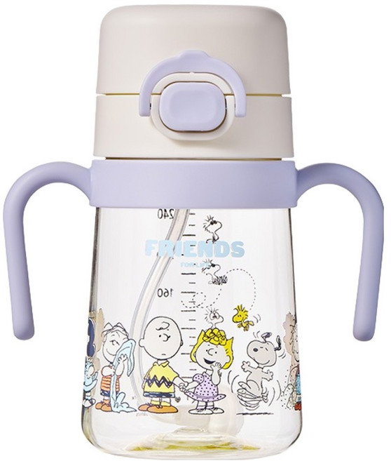 락앤락 피너츠 유아용 스누피 리틀럽 원터치 PPSU 양손 빨대컵, 아이보리, 1개, 310ml