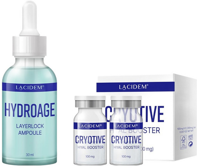 Lacidem 純素水潤逆齡鎖水安瓶 30ml + 冷卻玻尿酸導入液 100mg x 2入組, 1套