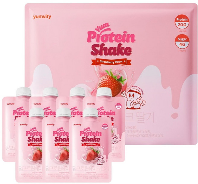 얌비티 얌프로틴 쉐이크 딸기맛, 7회분, 224g, 1개
