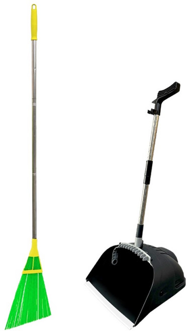 Planex 輕量掃帚 + 河馬畚箕組, 綠色(輕量掃帚), 黑色(河馬畚箕), 1套