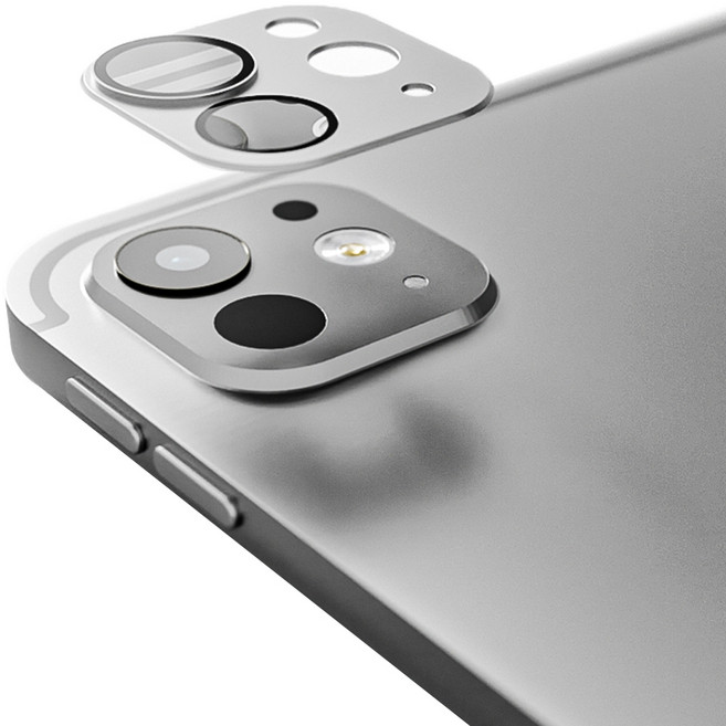 힐링쉴드 카메라 렌즈 풀커버 메탈 강화유리 보호필름 세트, 실버, 1세트