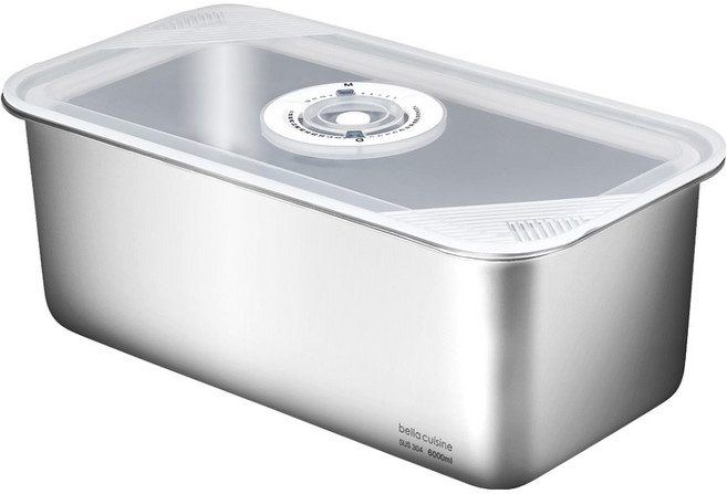 벨라쿠진 대용량 스텐 304 직사각 밀폐용기 6L, 1개, 단품