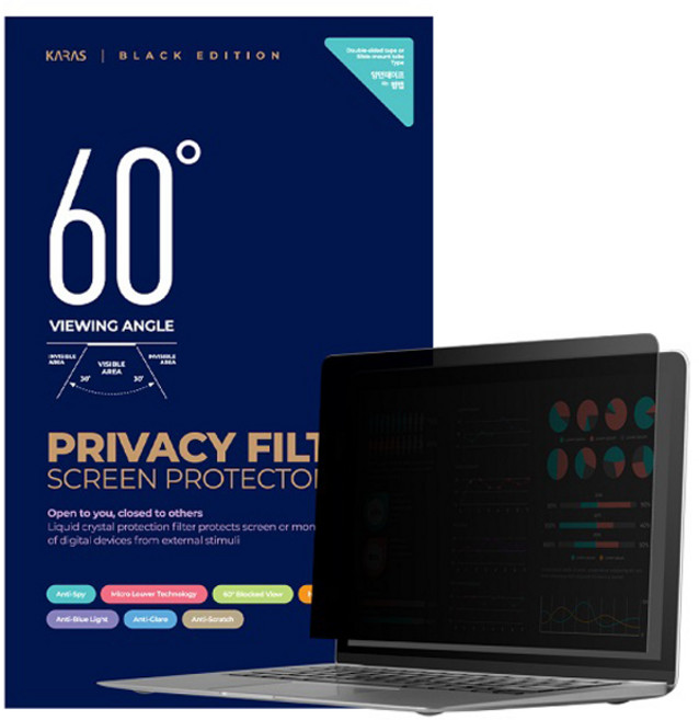 카라스 노트북 거치식 정보보호 필름K 세트, 1세트