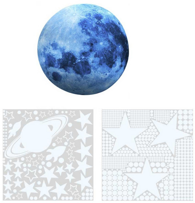 야광 별 포인트 스티커 3종 세트 AFG3387, 블루