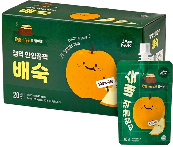 잼먹 한입꿀꺽 배숙 아기음료, 20개, 80ml
