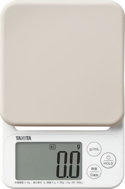 TANITA 塔尼達 矽膠可拆洗電子磅秤 2kg~0.1g, 2kg, 灰色, KJ-222GY