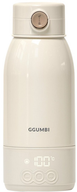 꿈비 휴대용 100도 가열 무선 분유포트 500ml, 크림, 1개