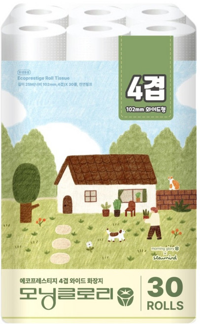 모닝글로리 에코 프레스티지 4겹 화장지, 1개, 30롤, 25m