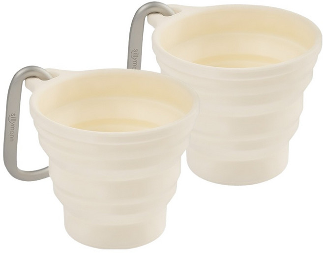 sillymann 韓國製造 Harmony 可折疊便攜杯 2件組 150ml 奶油米 2組, 奶油米色, 2套