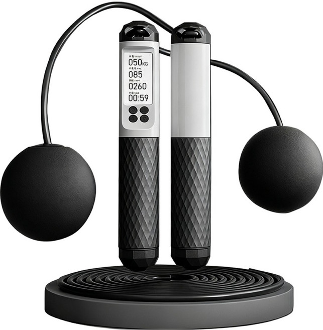 ANTIAN 負重磁控感應電子計數跳繩 無繩 + 有繩, 騎士黑, 1組