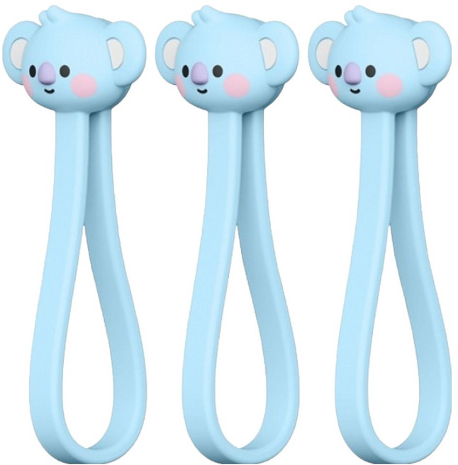 엘라고 BT21 미니니 마그네틱 케이블 타이 코야, 3개