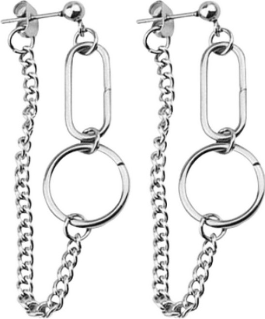 雙鍊環街頭風耳骨夾耳環 2入