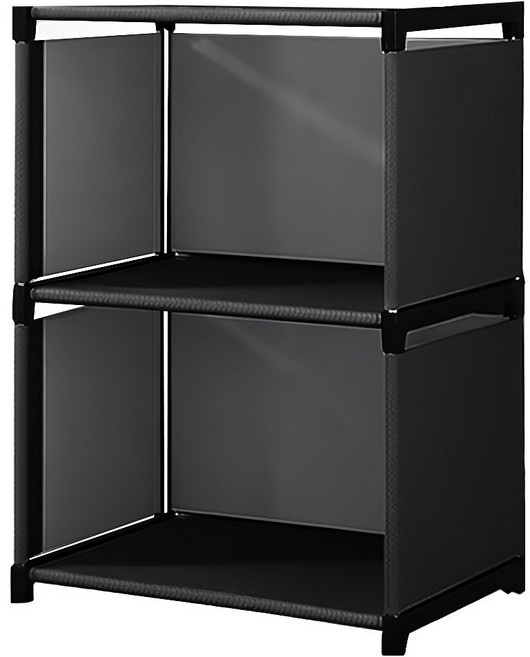BANGJIASHI 多功能書櫃架/組合收納櫃/書櫃分層架 四橫桿加固 2格, 黑色, 3層
