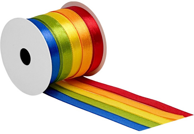 모던앳 5in1 그라데이션 공단 리본끈, 레인보우, 1개, 10m