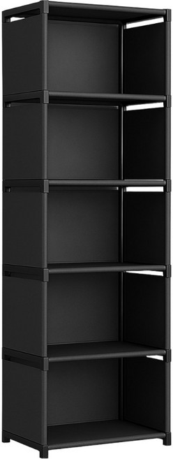 BangJiaShi 幫家適 多功能書櫃架/組合收納櫃/書櫃分層架 5格 4橫桿加固, 黑色, 6層
