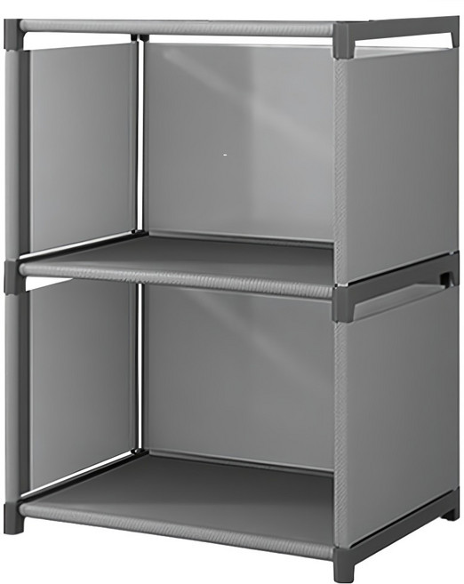 BangJiaShi 幫家適 多功能書櫃架/組合收納櫃/書櫃分層架 四橫桿加固 2格, 銀灰色, 3層