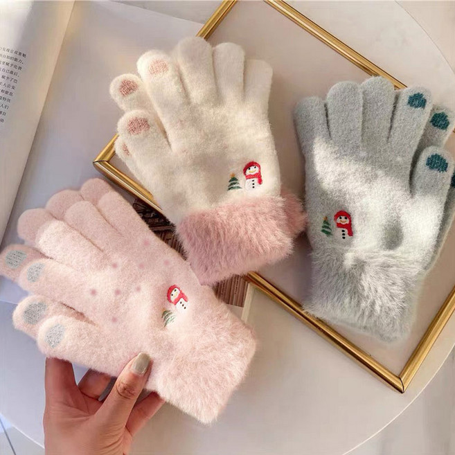 워더미 여성용 눈사람 스마트 터치 보온 장갑 CZW679 3종 세트
