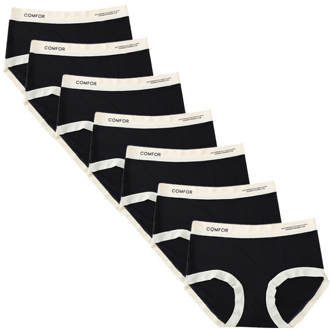 Elsso 超薄腰帶彩色無痕邊每日星期內褲7件組, 黑色, 黑色, 黑色, 黑色, 黑色, 黑色, 黑色